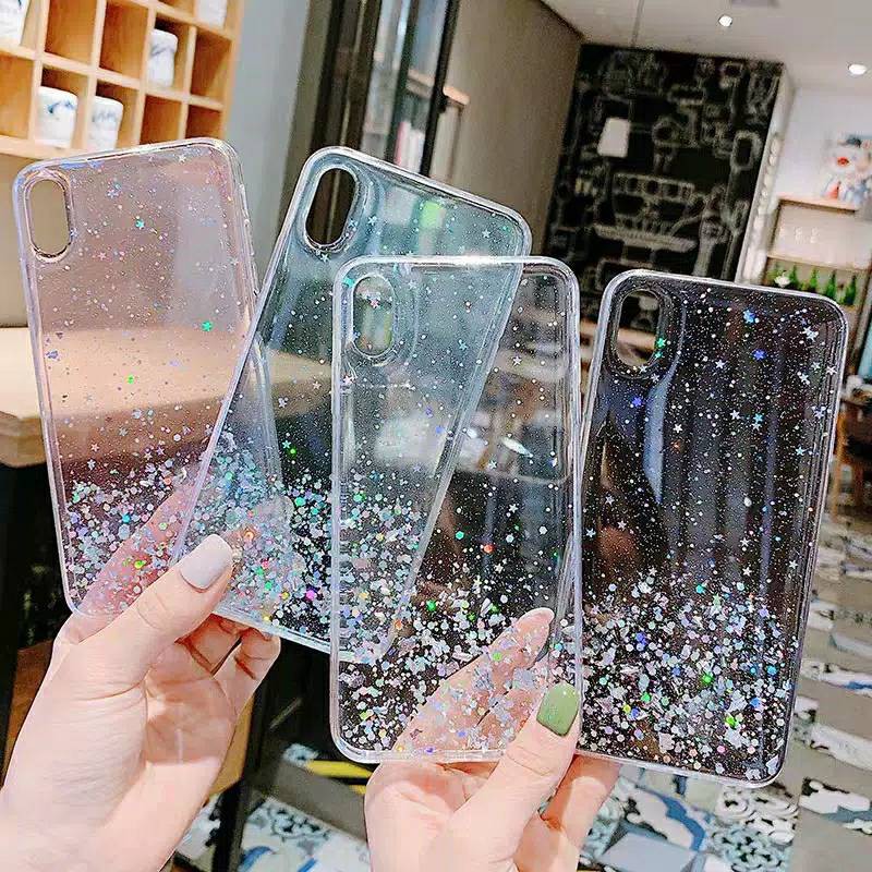 Casing Import Iphone 12 5.4  12 6.1  12 6.7  ip 7 / 8 7 plus 8 plus  Silver Foil Sky Soft Case