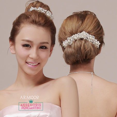 [BISA COD] AKSESORIS SANGGUL HIASAN RAMBUT HEADPIECE PENGANTIN HAIRBAND ARM002