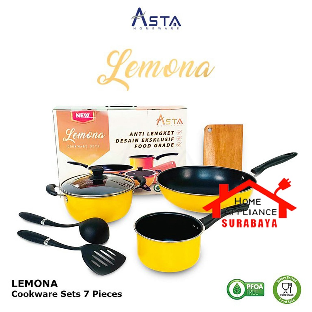 Panci Wajan Set Non Stick Asta Lemona Cookware Set 7 PCS Alat Masak Serbaguna