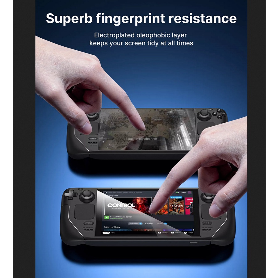 JSAUX 2 Pack 9H Hardness Anti Fingerprint Steam Deck Tempered Glass