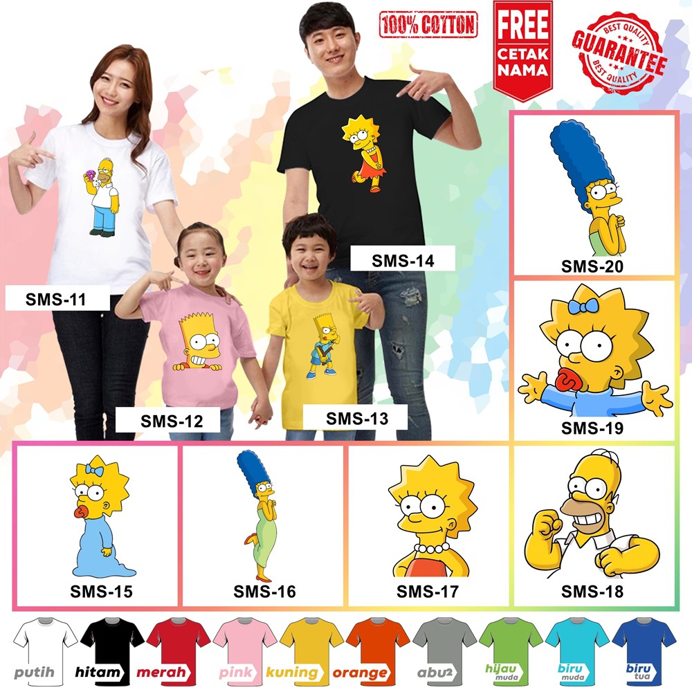 [FREE NAMA!!] Baju Kaos COUPLE ANAK DAN DEWASA SIMPSONS BANYAK MOTIF