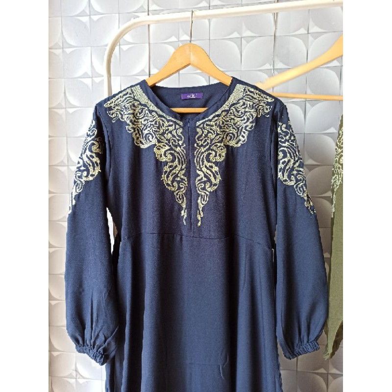 GAMIS DZAHIN BORDIR ITY CREPE/GAMIS LEBARAN/GAMIS BORDIR/COD