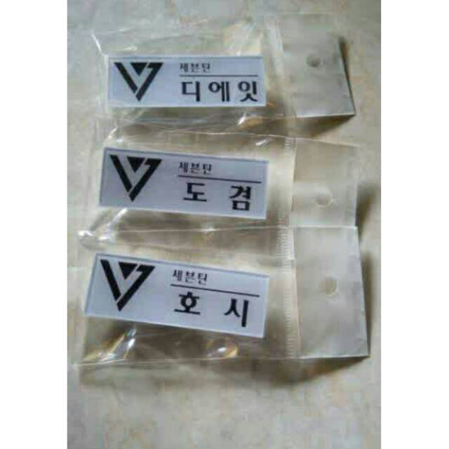 

Name Tag dan Masker Wonwoo, Vernon, The8, DK, Hoshi Seventeen Kpop