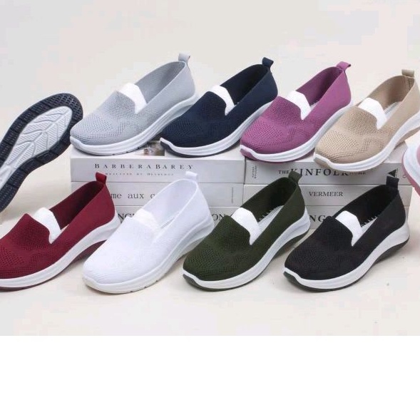 SEPATU RAJUT IMPORT/ SEPATU NAZARU IMPOR ORI/ SEPATU NAZARU TANPA TALI/ SEPATU NAZARU SPORT SLIP ON TERLARIS