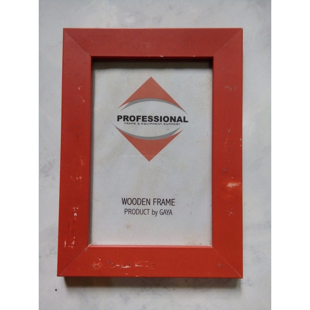 Frame foto 3R kayu orange  / Bingkai Foto gantung wooden frame vintage