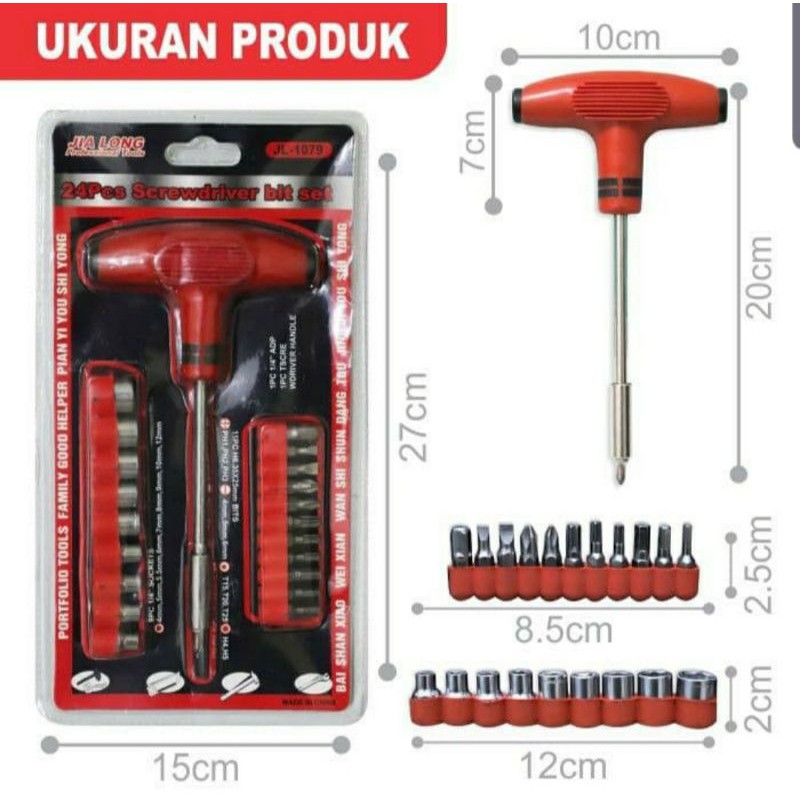 Obeng set Kunci Set 24 in 1 Multifungsi Kunci Shock Obeng Palu T