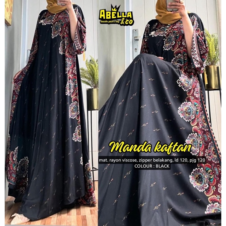 Dress maxi Wanita Muslim Motif Terbaru jumbo busui. Marsel kaftan Manda by Abella-2