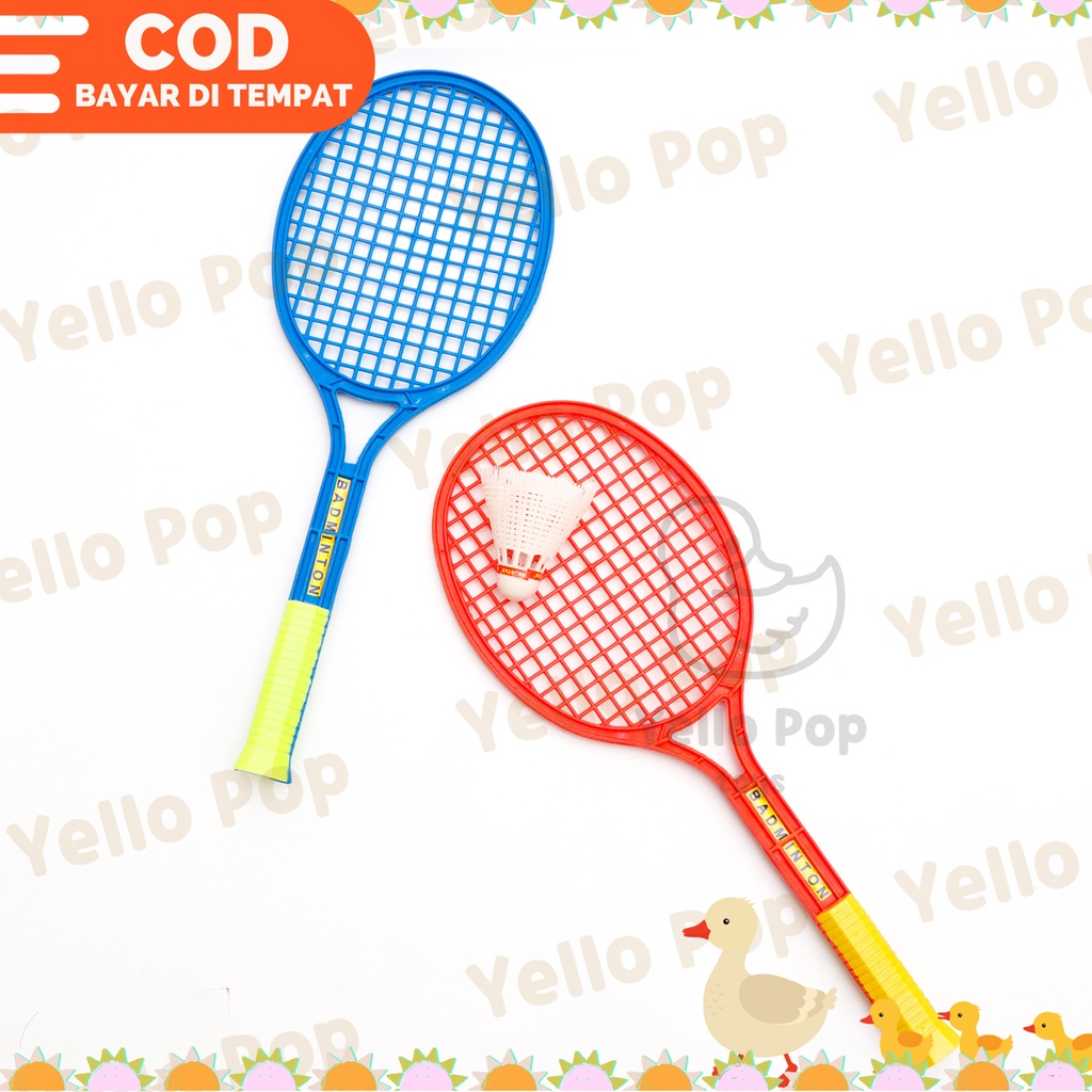 YelloPop Raket Mainan Anak Plastik Isi 2 Raket Badminton Untuk Anak Bulutangkis Bulu Tangkis