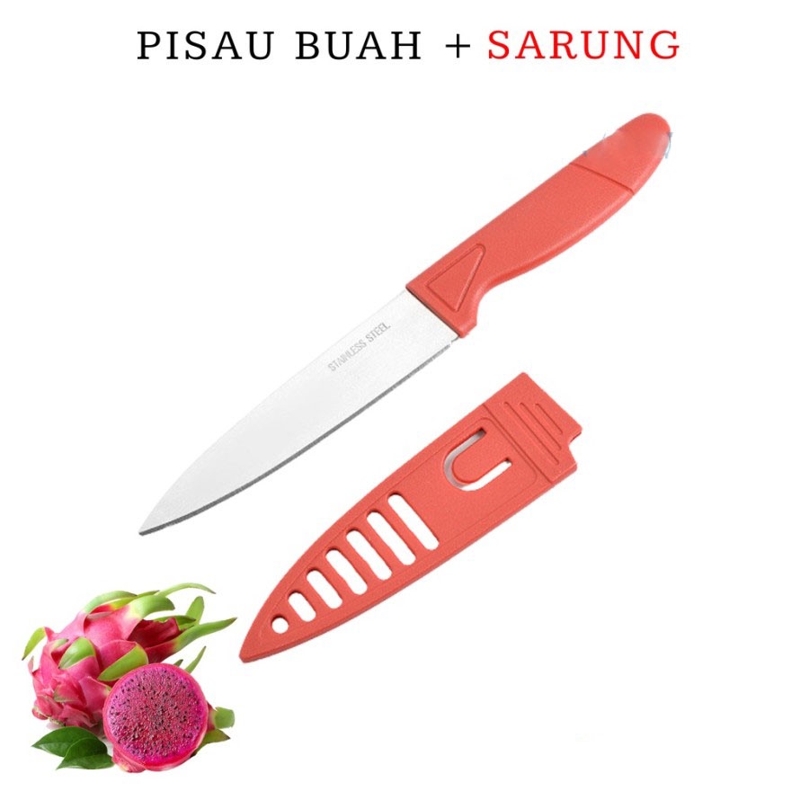 PISAU BUAH STAINLESS SARUNG / PISAU DAPUR MINI / PISAU SARUNG TAJAM / PISAU KUPAS BUAT PEMOTONG SAYUR KNIFE FRUIT