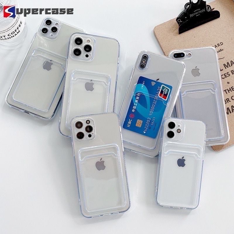 Case Wallet IPHONE 6 6G 6S 6+ 7 7+ 8 8+ SE 2 X XS XS MAX XR 11 12 13 PRO 14 14 PLUS PRO MAX PLUS Casing slot Hp Bening Transparent Soft Case TPU Clear Phone Card Holder