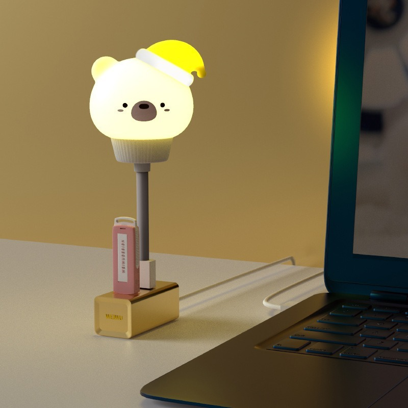 Lampu Meja Led Usb Flexible Portable Bentuk Kartun Kelinci / Beruang Untuk Dekorasi Kamar Anak