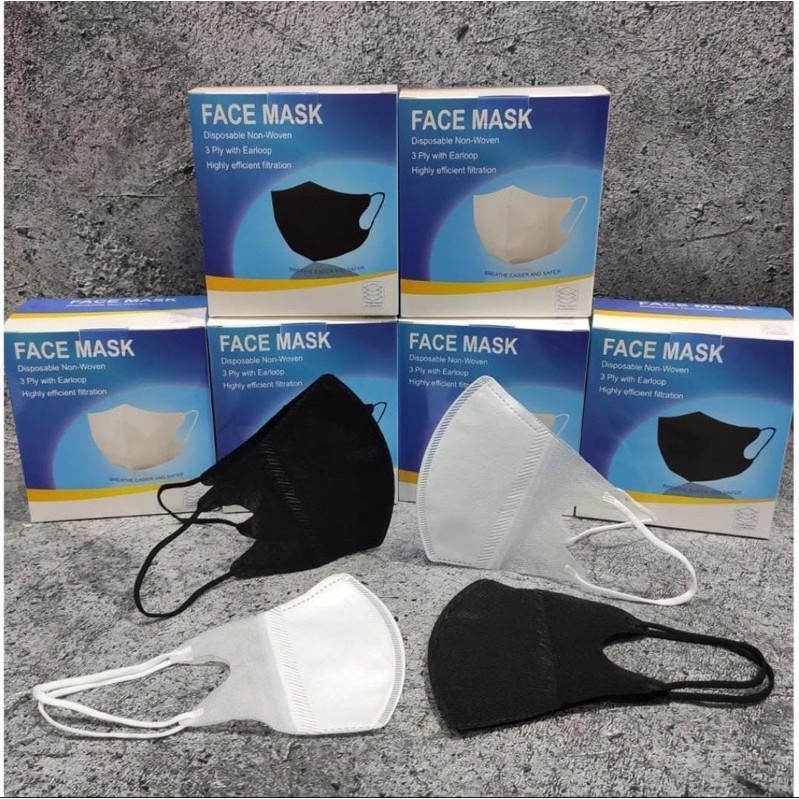 MASKER DUCKBILL PUTIH HITAM ADA GARIS ALKINDO FACE MASK CHASA M&amp;K 1BOX ISI 50PCS TERMURAH