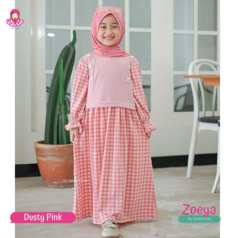 Afsheenastore Gamis Zoeya By Qonita Kids / Gamis Anak Set Jilbab