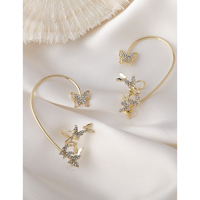 LRC Anting Tusuk Fashion Single Left Three-dimensional Butterfly Earrings