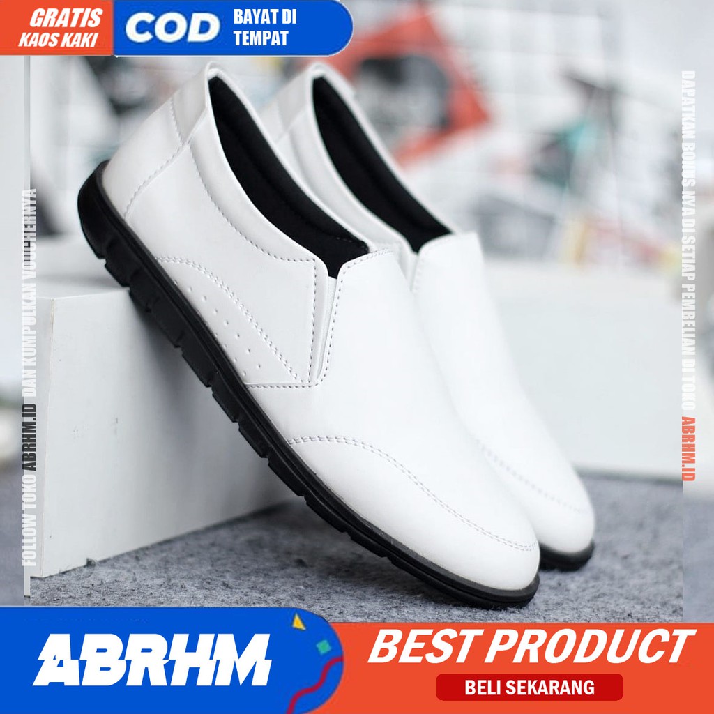 ABRHM X KAIJIN Sepatu Casual Formal Kulit Syntetic Original Slip On Slop Anti Slip Kasual Kerja Kantor Kondangan Pantofel Keren Kekinian  Murah Gaya Pria Cowo