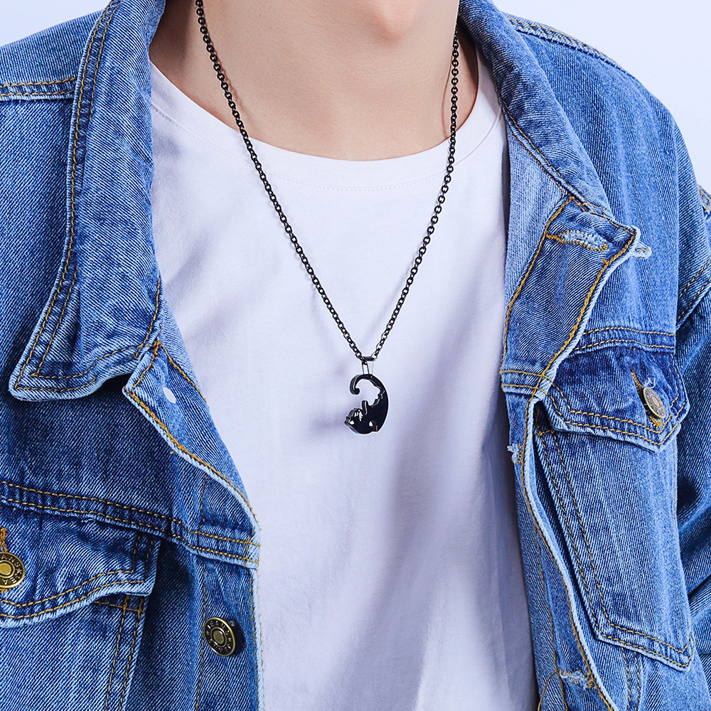Kalung Couple KL138 Stainless Steel / Titanium Premium Fashion Wanita Kalung unik Lucu Keren Copel / Deluna/ BB