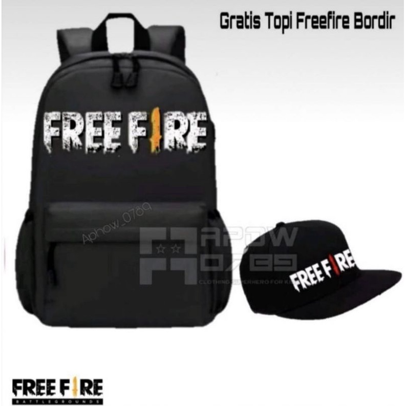 Paket 2in1 Tas ransel anak sekolah TK-SD free fire + topi free fire