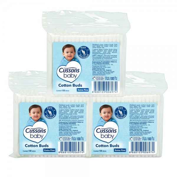 Cussons Baby Cotton Buds 100 pcs / Swabs / Korek Kuping Cusson Reguler / Extra Fine Small Kecil Bud