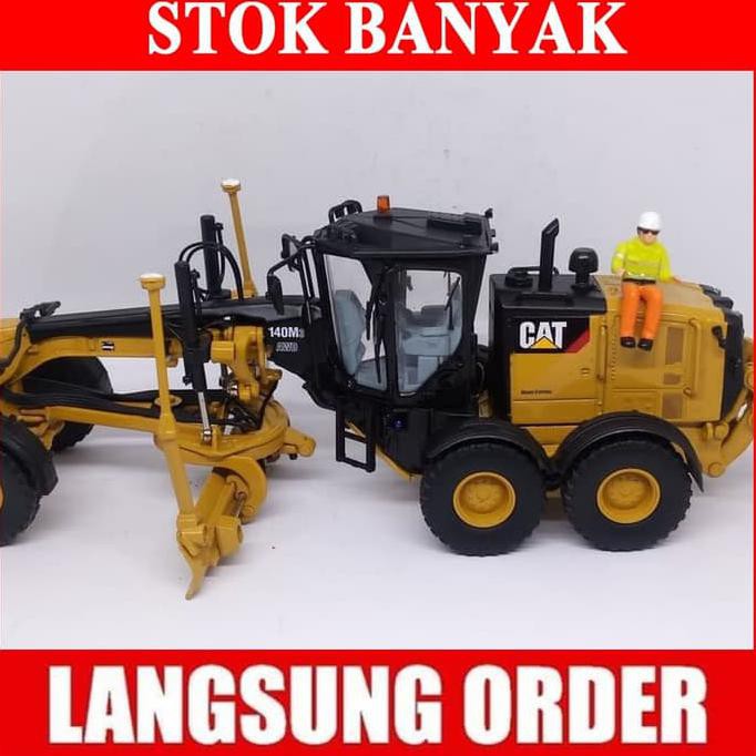 MAINAN Diecast Masters Miniatur alat Berat CAT 140M3 MOTOR GRADER MURAH