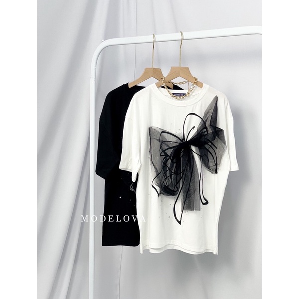 MDLV ~ BM 8518 BIG BOWTIE OVERSIZED TEE // FASHION IMPORT WANITA