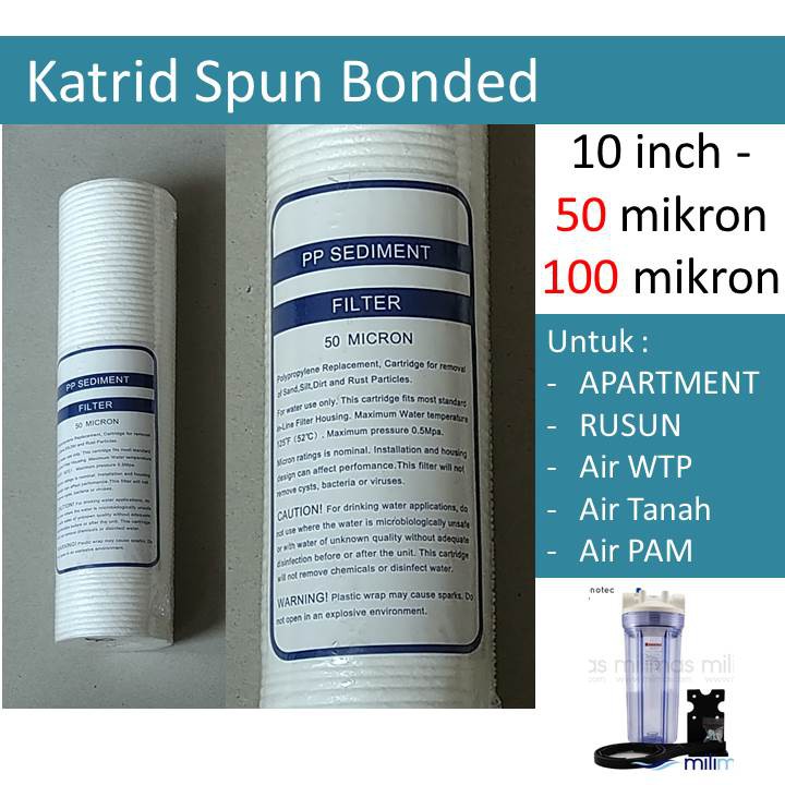 Katrid Spun 10 Inch 50 / 100 Mikron - Spun Bonded Melt Blown Pp - Sedimen - Catridge Filter