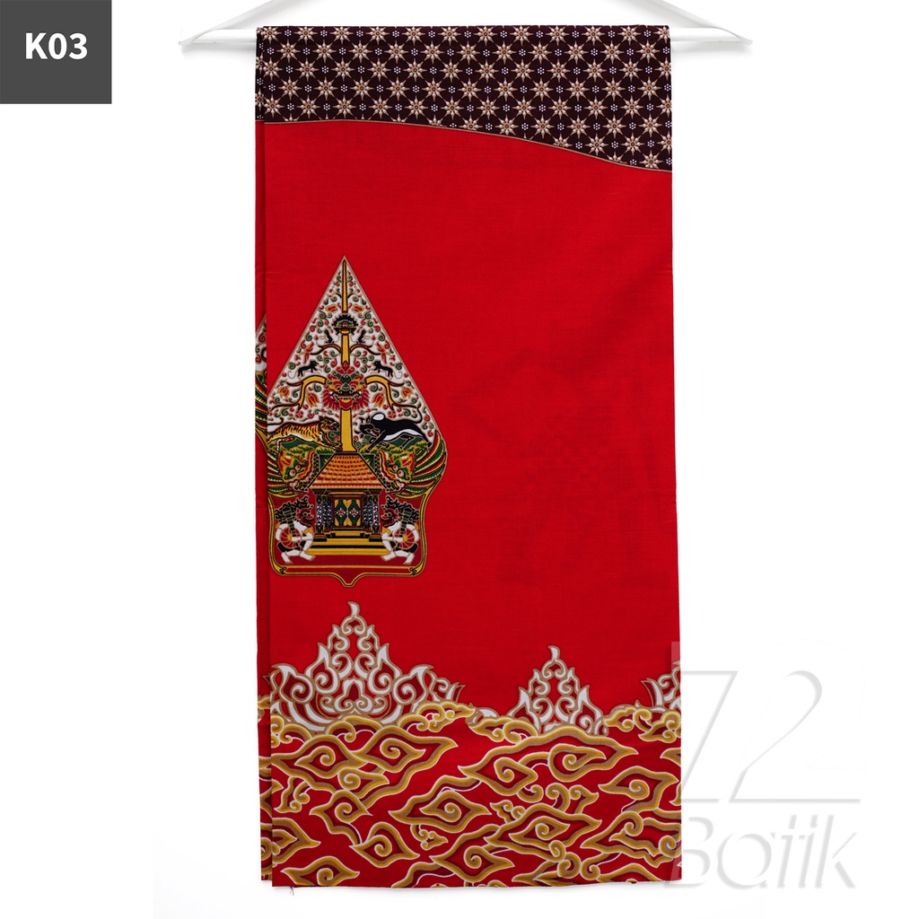 KAIN BATIK PREMIUM Bahan Katun Motif Wayang Mega Warna Merah 721458 Cap 72 Jarik Jarit Samping Kebat Panjang Batik Katun Modern Premium Bahan Seragam Batik Pernikahan Kantor Keluarga Murah Kamen Jadi Batik Bali Lembaran