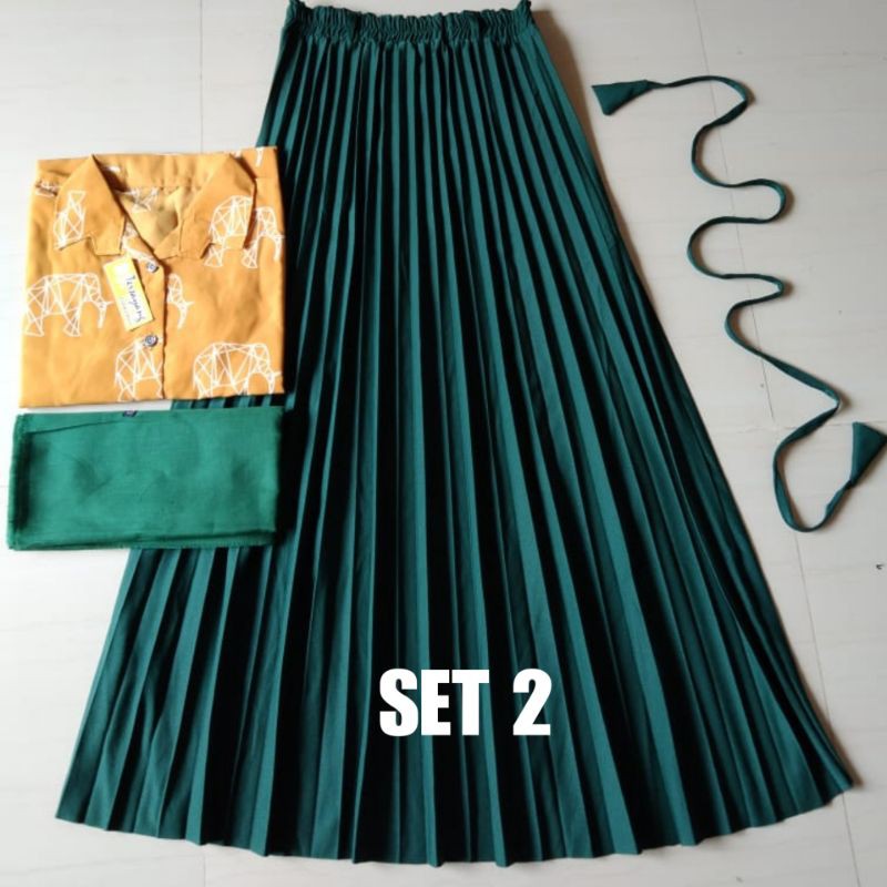 REALPICK PAKET KOMPLIT KEMEJA MONALISA LD 97CM+ROK PLISKIT PREMIUM ALSIZE+HIJAB SAUDI RAWIS