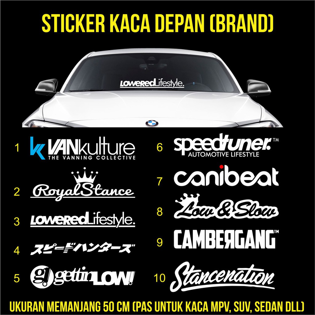 Stiker Kaca Depan Mobil Brand