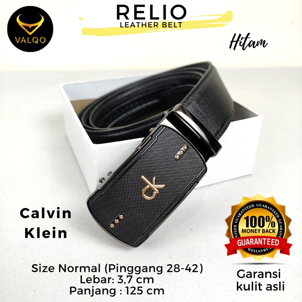 [VALQO] RELIO 125 CM Hitam Coklat Ikat Pinggang kulit sapi Rel Sabuk Cowok Pria Ukuran Standar Normal