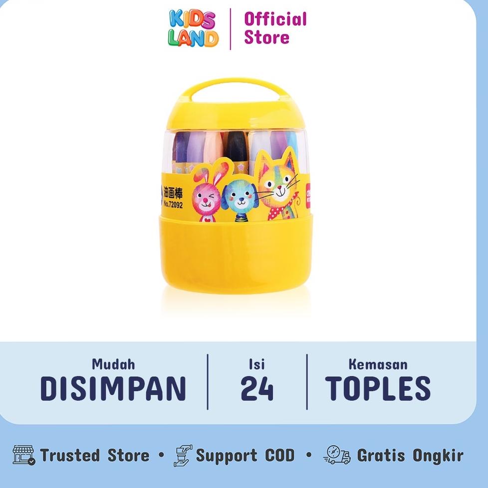 

(N1R9) Crayon Anak Mewarnai 24 Warna Krayon Oil Pastel Desain Barrel KIDS LAND //Asli@ready