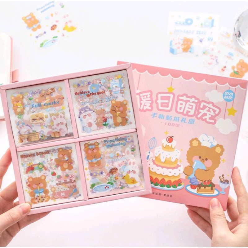 

1lembar cute aesthetic bear sticker (min. belanja 10rb)