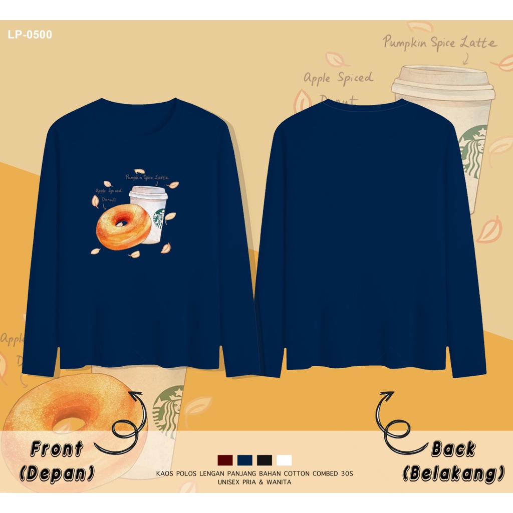 PAKAIAN KAOS LENGAN PANJANG WANITA / IMPORT / LP-0500 DONUT STAR BUCK