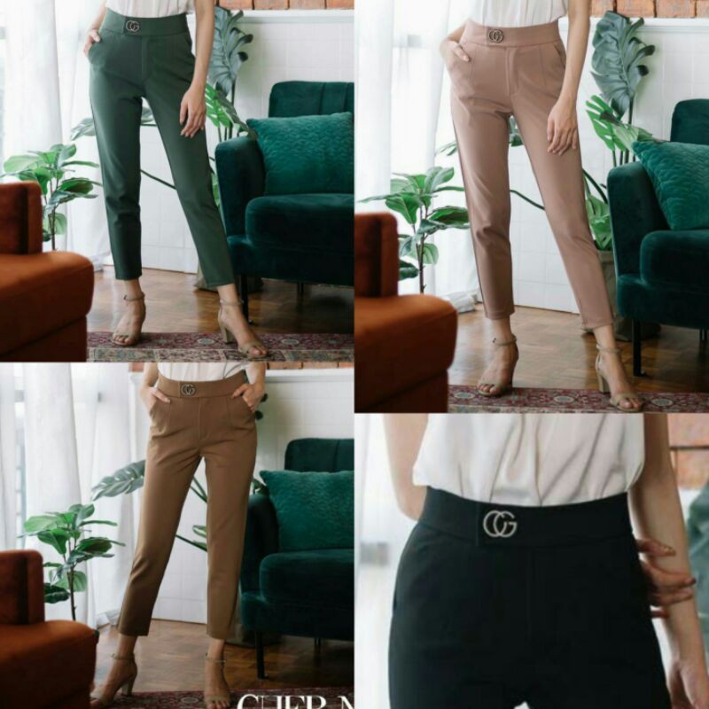 READY Celana Bahan Highwaist Wanita GC Premium HW Pants Impor BKK Bangkok