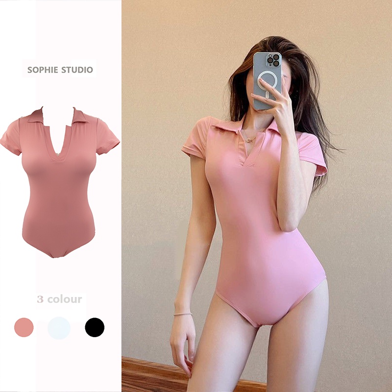 WiZi Wanita One Piece Model Lengan Pendek Swimsuit