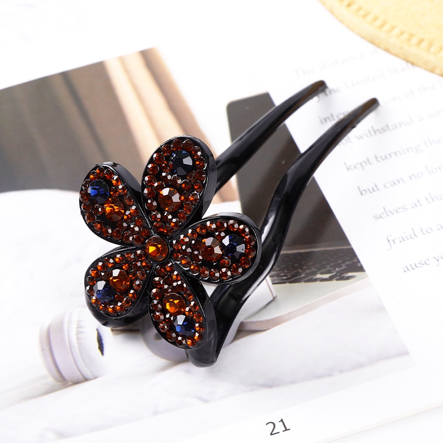 Vintage Crystal Flower Hair Sticks Hairpin U Shape Rhinestone Hair Clip Women Hair Accessories