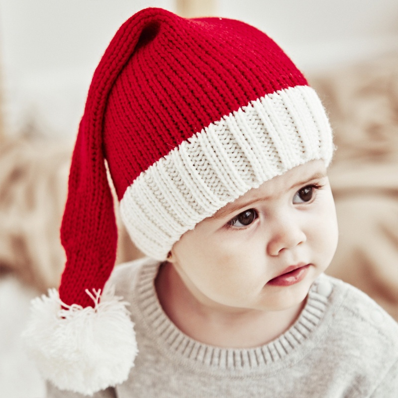 Zzz Topi Kupluk Rajut Ibu + Anak Musim Gugur / Dingin Hiasan pompom