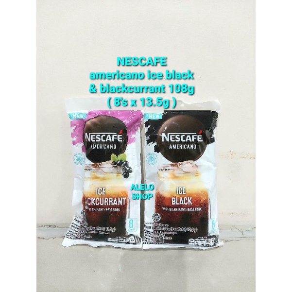 Nescafe americano ice black blackcurrant 8 s 13.5 108 g kopi hitam instan instant gula coffee mix