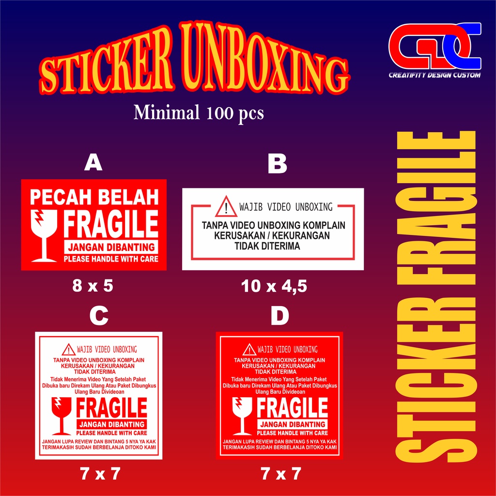 

STICKER FRAGILE PECAH BELAH / STICKER ONLINE SHOP / STICKER FRAGILE