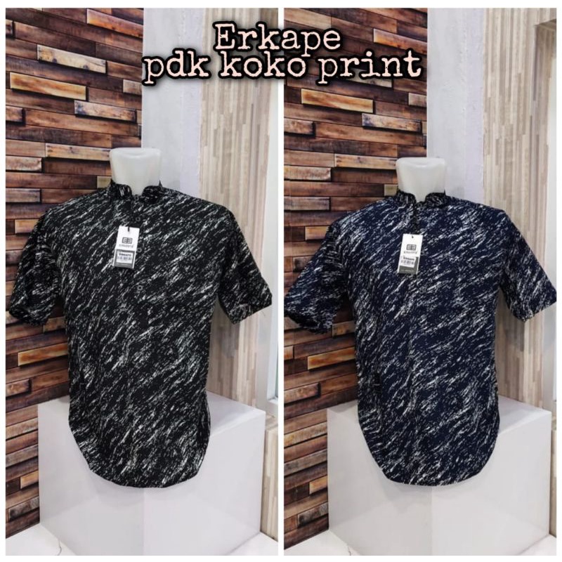 Kemko Kemeja Koko Pria Distro Merk Erkape Lengan Pendek Polos Motif Baju Muslim Laki Laki Cowo Pakistan Kancing Tiga Baju Solat Lebaran Terbaru Size M L XL