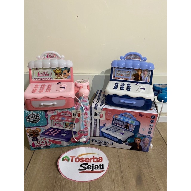 Mainan Anak Telepon Telpon Mesin Kasir Frozen LOL Lampu Lagu