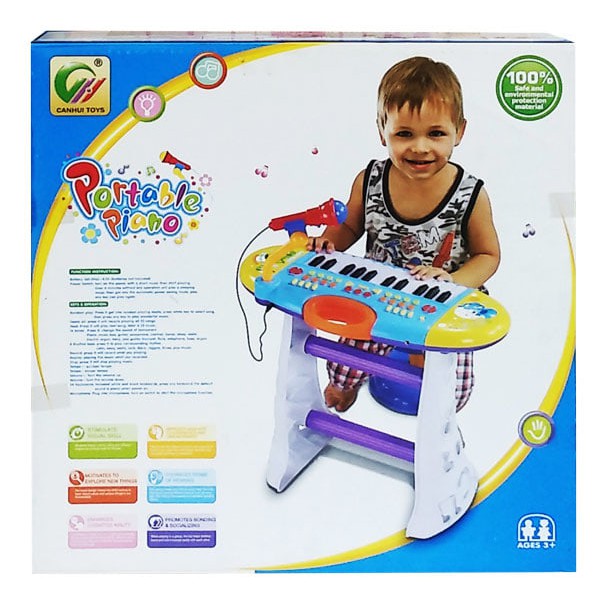 Kado Mainan Alat Musik Piano PORTABLE PIANO BIRU