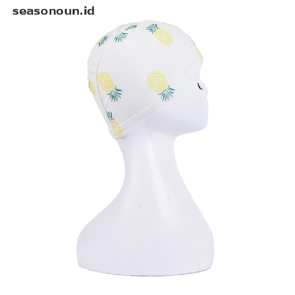 (seasonoun) Topi Renang Elastis Anti Air Motif Print Kartun Untuk Anak