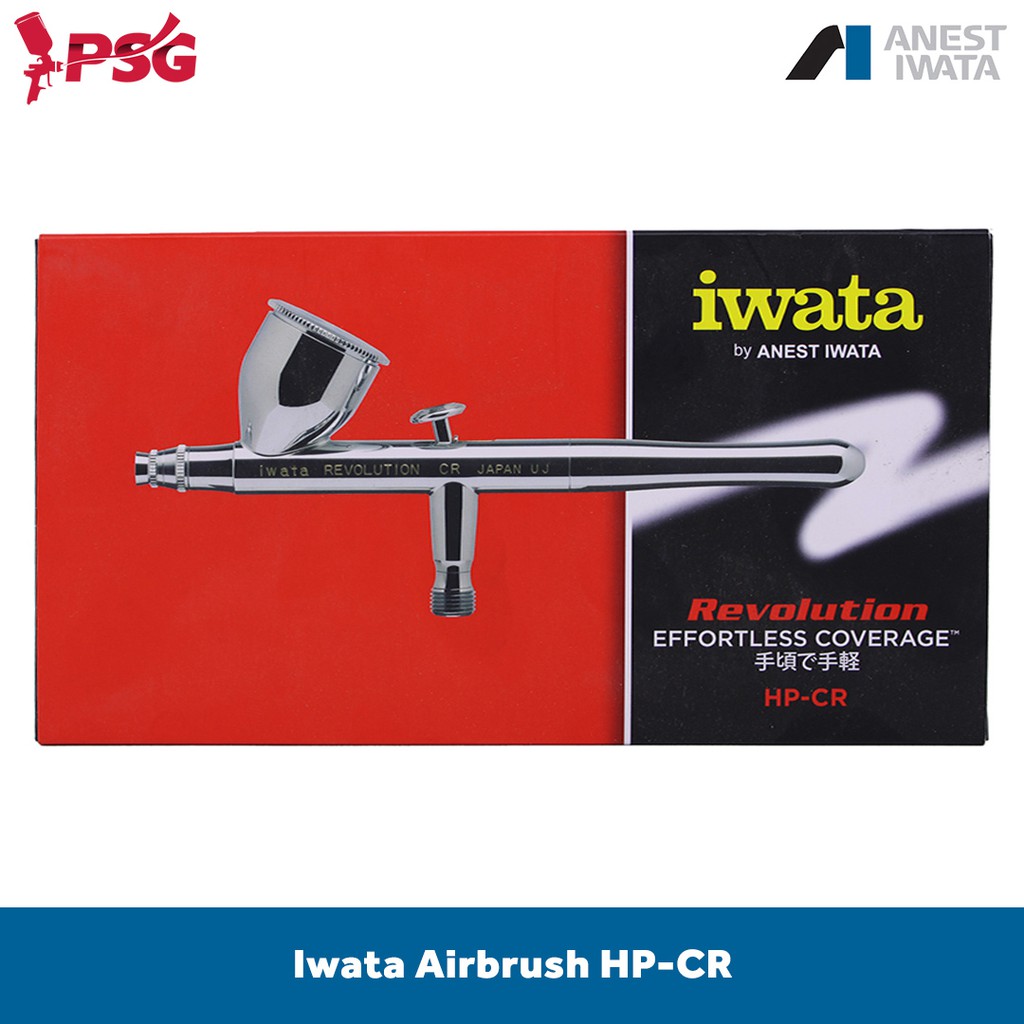 Iwata Revolution HP-CR Airbrush – Dual Action, 0.3mm/0.5mm Nozzles, 7ml Cup, For Models, Canvas, Cars