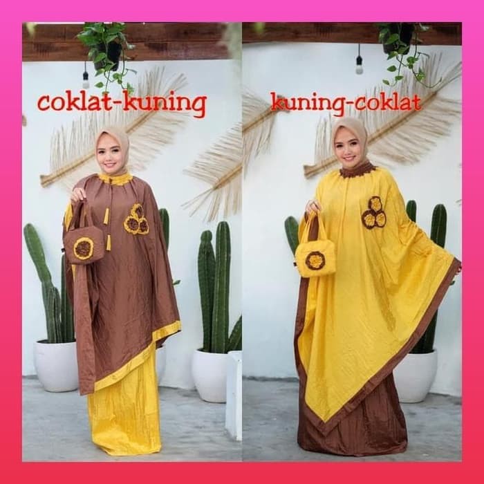 mukena parasut ponco platinum/mukena ponco dewasa/mukena parasut traveling/bisa COD