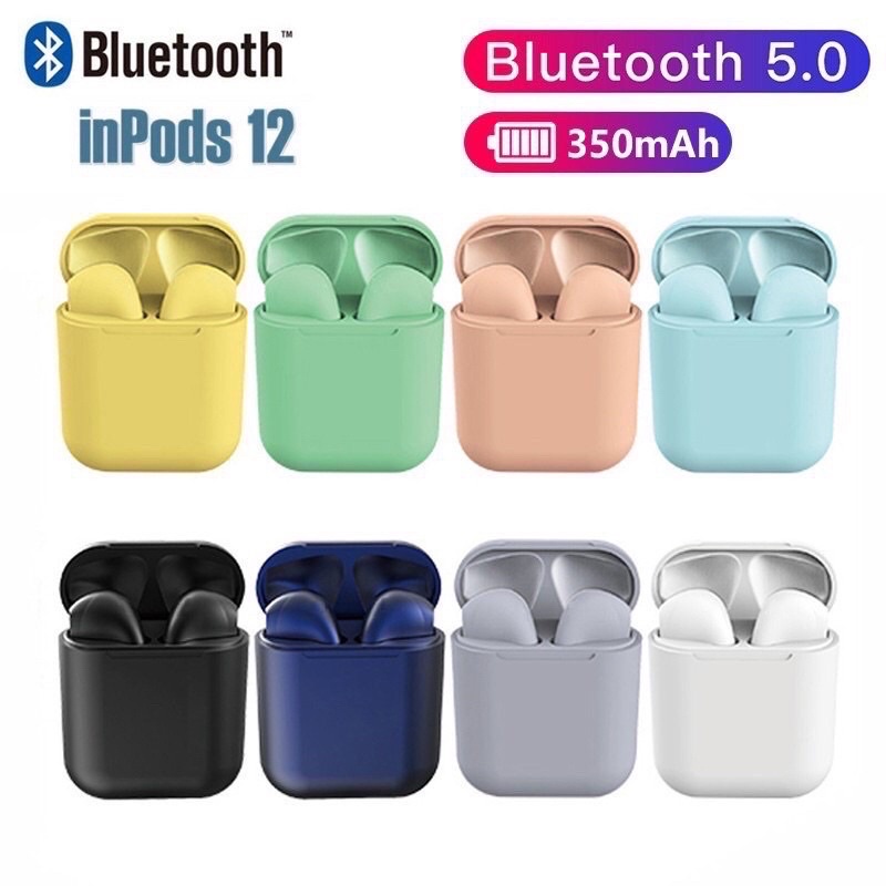 DIJAMIN ENAK!!! Headset Handsfree Earphone HF Bluetooth i12 TWS Macaron Earbuds 5.0 IOS Android Super Bass DIJAMIN-4