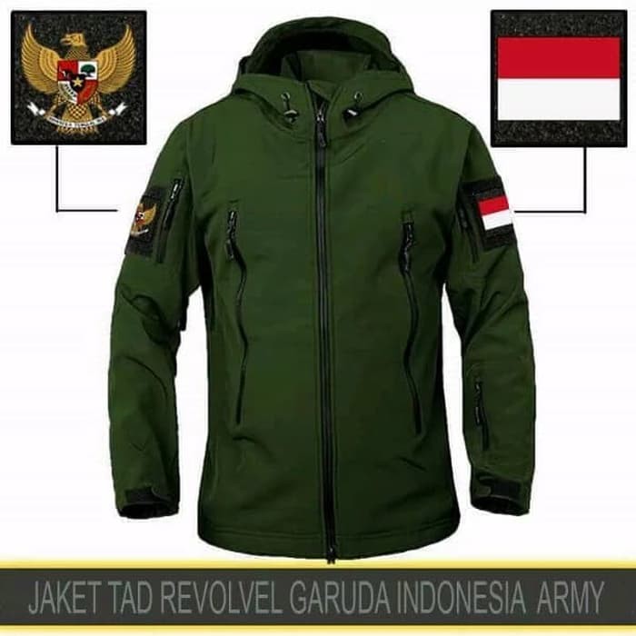Jaket TAD Army Tactical Anti Air Free Logo Indonesia Garuda Jaket Bravo-HIJAU ARMY