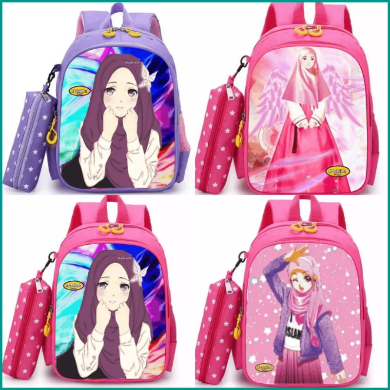 Tas Ransel Anak Sekolah Gambar Wanita Muslimah | Ransel anak TK-SD