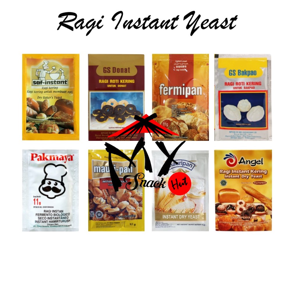 INSTANT YEAST RAGI - PENGEMBANG HAAN ANGEL MAURIPAN PAKMAYA ROTI CAKE KUE DONAT AKTIF KHAMEER POWDER