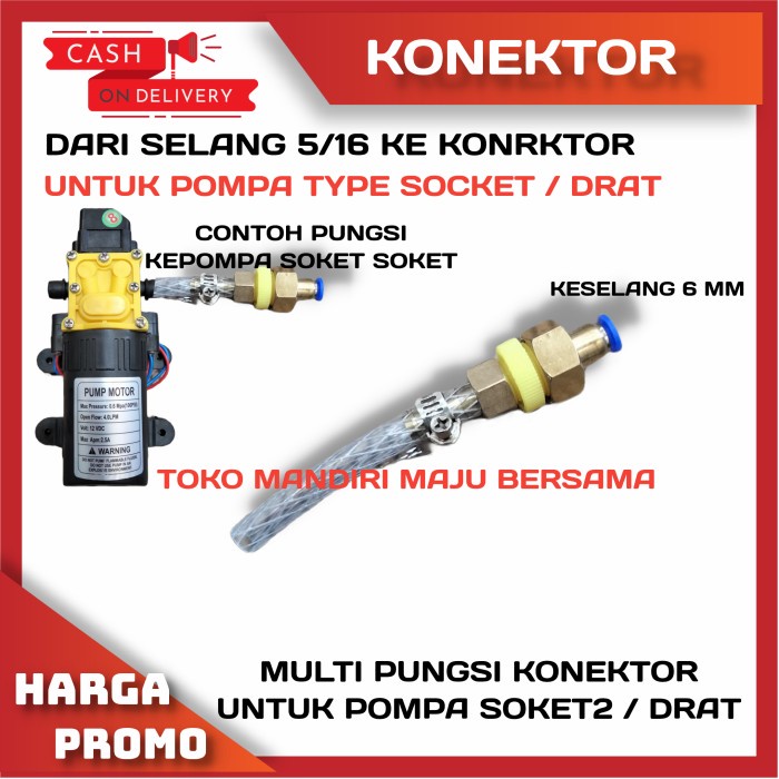 KONEKTOR SLIP LOCK SOCKET DINAMO POMPA DC SELANG 5/16 KE SELANG PU 6MM