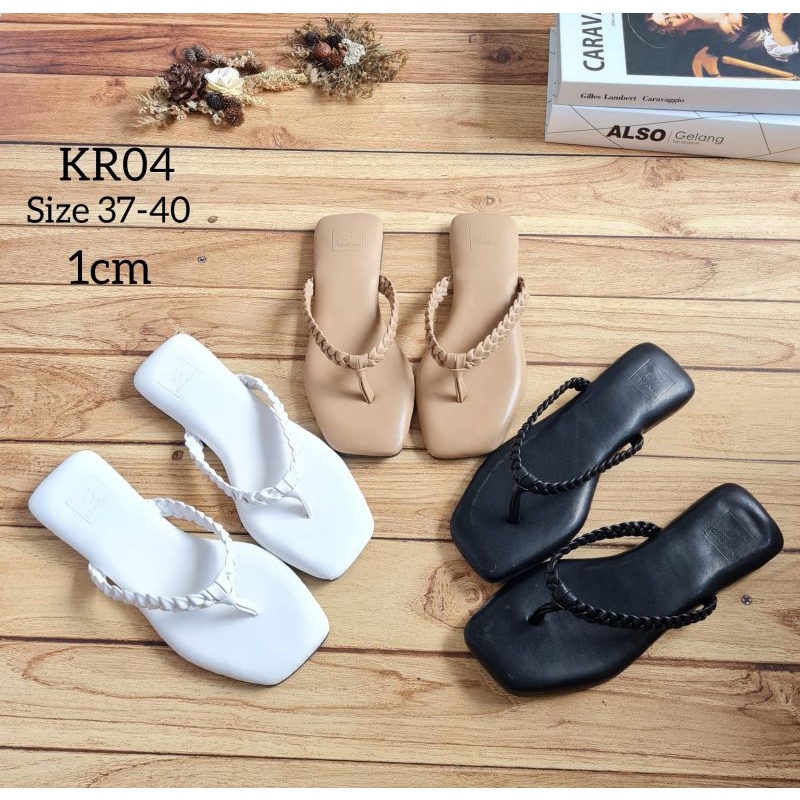 ABBUSHOES KR 04 flat shoes jepit kepang urra 1cm